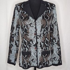 Misook Cheetah Snake Print Cardigan Jacket - Suze XSP